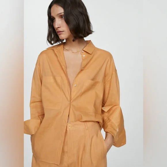 Mango Wide Leg Orange Pants for Women - Picture 5 of 11